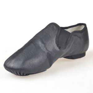 slip on semicircle elastic bilateral leather jazz shoes